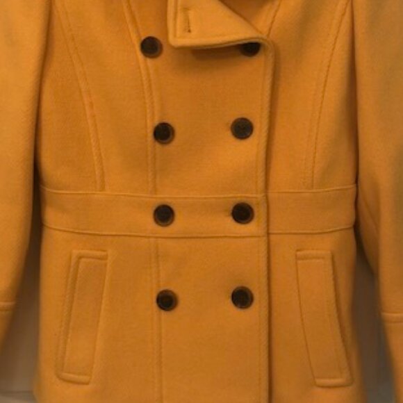 J.Crew Stadium Cloth Nello Gori Gold/Yellow Double-Breasted Wool Peacoat Size 2P - Picture 4 of 9